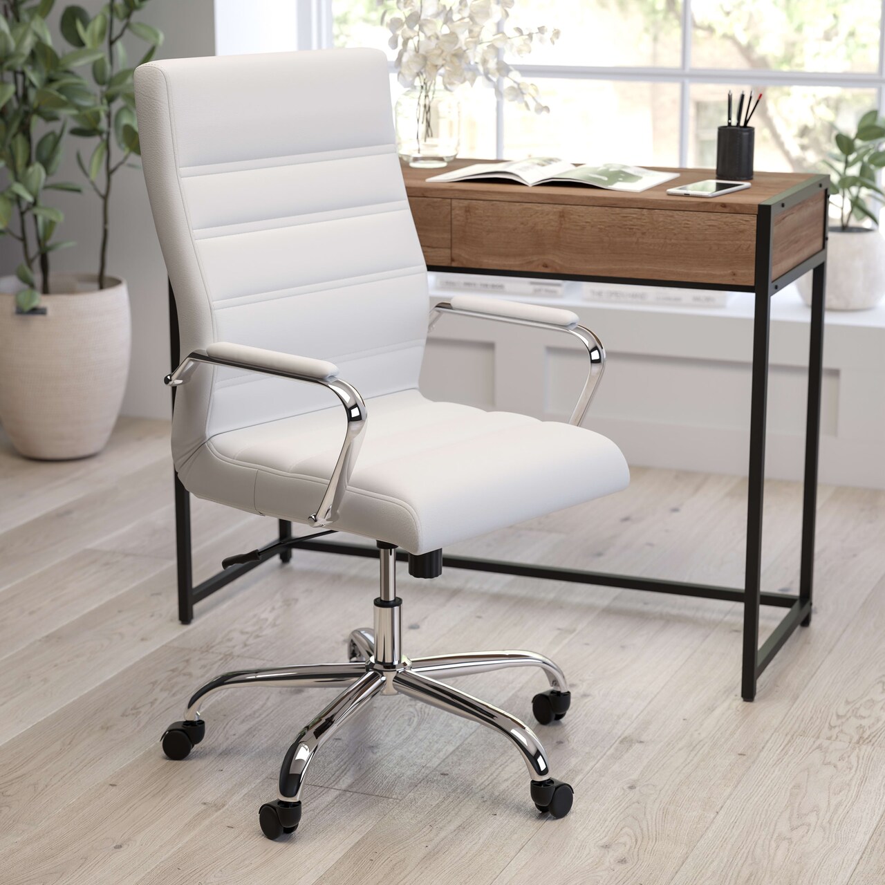 Merrick Lane Milano Contemporary High-Back Home Office Chair with Padded Arms
